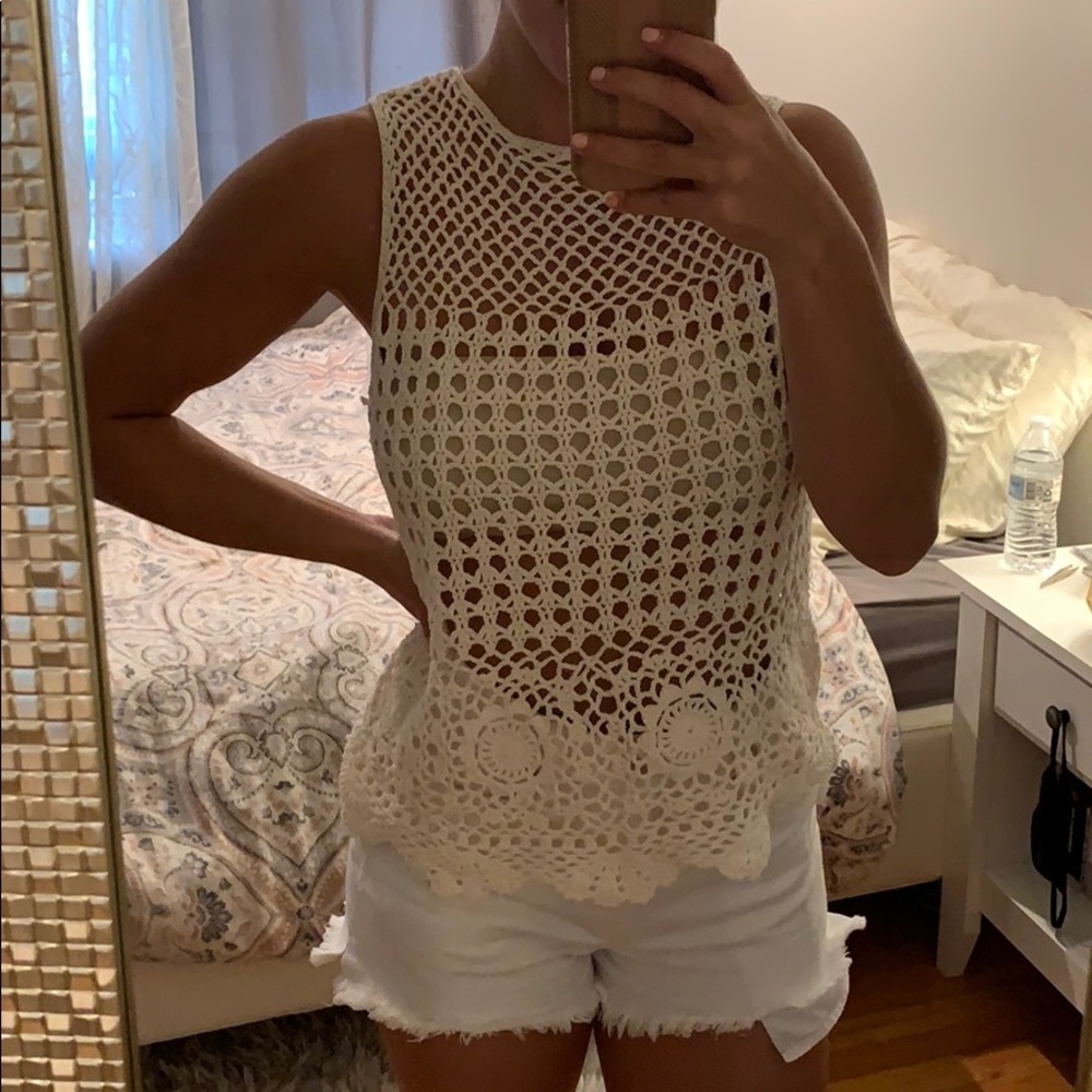 Aqua Eyelet Top